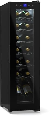 Klarstein Wine Refrigerator, 1 Zone Beverage Refrigerator with Glass Door, Quiet Indoor/Outdoor Refrigerator, 41 L Bottle Refrigerator Small, Wine Cabinet for Drinks, Wine Cooler for 14 Bottles