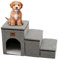 Dog Steps with Storage for Sofa and Bed - Multifunctional Pet Stairs for Small Dogs with Sleep Cubby & Cat Ramp, Dog Ramp for Couch Access, Pet Steps for Cats & Older Dogs (Grey)