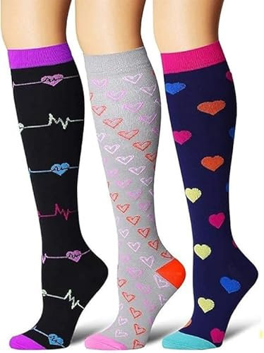 Kompressionsstrümpfe für Damen Herren 3 Paar Stützstrümpfe Laufsocken Krampfadern Reisestrümpfe Trombosestruempfe für Sport, Flug, Laufen, Reisen, Radsport, medi, krankenschwester