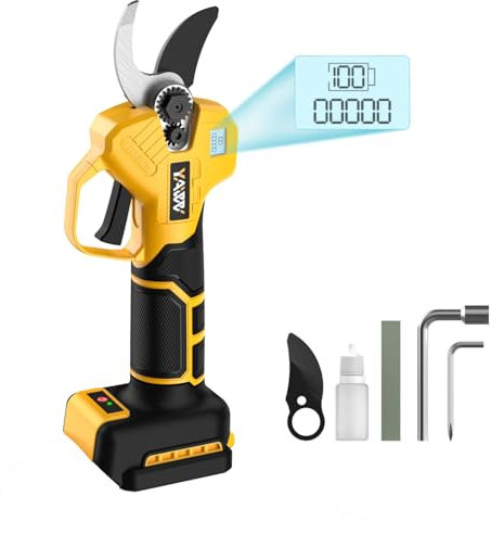 Sécateur électrique sans balais pour batterie DeWalt 20 V, sécateur portable sans fil avec écran LCD et lames SK5, diamètre de coupe réglable de 2 à 3 cm pour le jardinage (sans batterie)