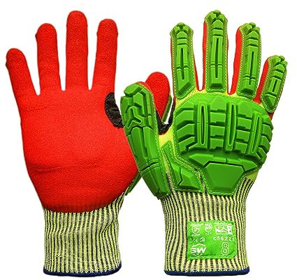 QEARSAFETY TPR Anti Impact Work Safety Gloves, Vibrasion Reducing, Cut Resistance, Oil Repellent Nitrile Rubber Palm (XL)
