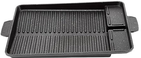 Non Stick Griddle Pan, Stainless Steel Skewers Grill Pan Style, Griddle Plate for Gaas Hob Electric and Induction Hob Griddle Pan, Pancake Griddle with Glass Lid, Griddle Pan with Removable Handle