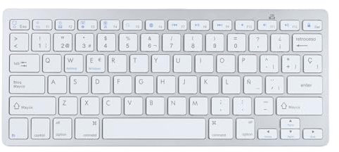 ASHATA Spanische Tastatur, 78 Tasten Spanisch Wireless BT Ultra Slim Tastatur, Tragbare Tastatur Leise Spanische BT Tastatur mit Ñ-Taste, für Laptop Computer Desktop