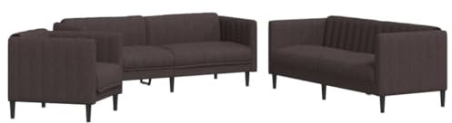 vidaXL Sofagarnitur 3-TLG., Sessel Couch Sofa für Wohnzimmer, Loungesofa Polstersofa mit Stützbeinen, Couchgarnitur Sitzmöbel, Modern, Dunkelbraun Stoff