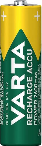 Lot de 8 piles AA Mignon NiMH 2600 mAh 1,2 V Prêt à l'emploi 5716 Bulk 1 boîte à piles pour ranger 4 piles Mignon (AA) ou Micro (AAA) et piles avec logo