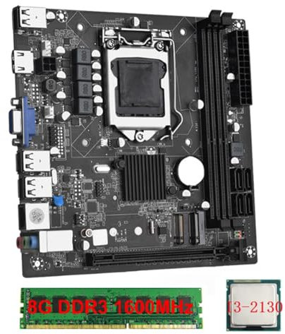 Ggnaxivs ITX H61 Desktop Motherboard +I3-2130 +1X8G DDR3 1600MHz RAM CPU LGA 1155 Support Up to 16GB RAM Slots 100M Network Card