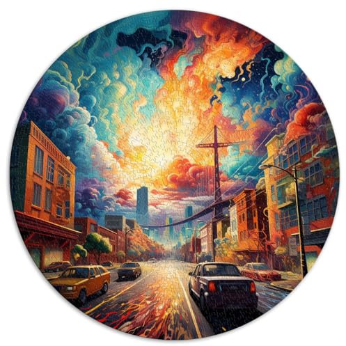 für Erwachsene, 1000-teiliges Puzzle-Geschenk, kreisförmiges San Francisco-Puzzle, Papppuzzle für Teenager und Kinder, tolles Geschenk für Erwachsene. Größe: 67,5 x 67,5 cm