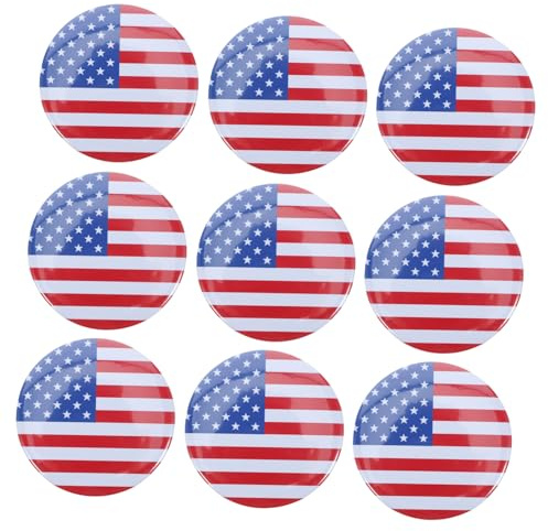 Metall Anstecknadel mit Amerikanischer Flagge 10 Stück | Blech Abzeichen, Patriotisches Dekor für Taschen und Hüte, Klarer Druck, zum 4 Juli