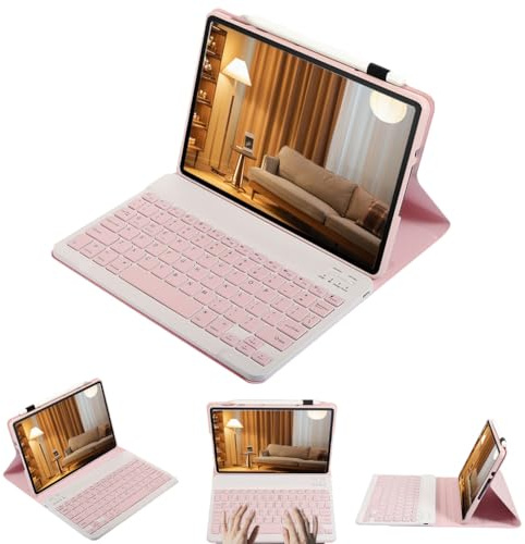 leleyo Tablet Tastaturhülle für OPPO Pad Air 2 11,4 Zoll Smart Cover magnetisch mit abnehmbarer kabelloser Bluetooth-Tastatur für OPPO Pad Air 2, Rosa