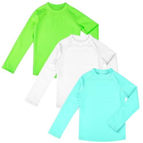 BIG ELEPHANT 3 Pièces de Bain Anti-UV pour Garçon Maillot de Bain à Manche Longue Enfants Rashguard pour Surf Natation Plongée Plage
