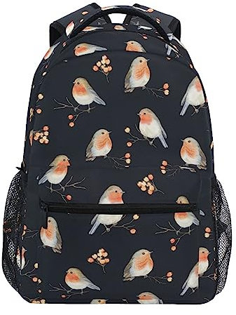 ATOurDealss Schulrucksack mit Rotkehlchen-Motiv, für Jungen und Mädchen, Schultasche, Büchertasche, lässiger Rucksack, Reiserucksack, Tagesrucksack, siehe abbildung, One size
