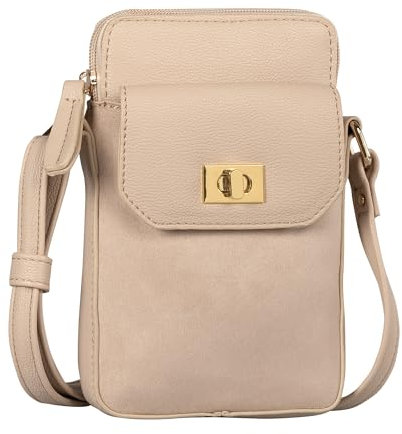 TOM TAILOR Denim Taya Damen Handytasche Umhängetasche Mittelgroß Beige