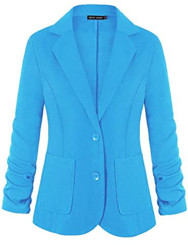 MINTLIMIT Damen Slim Fit Anzug Blazer 3/4 Arm mit Knöpfen und Taschen