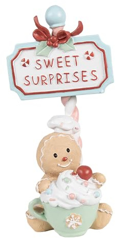 Clayre & Eef Weihnachtsdekorationsfigur Pfefferkuchenmann 25 cm Beige Kunststoff