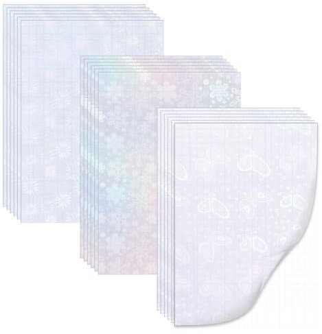 18 hojas Papel adhesivo holográfico, VEINARDYL Transparente Tamaño A4 Papel adhesivo autoadhesivo resistente al agua para laminación, Transparente 21 x 29.7cm Película para laminación en frío
