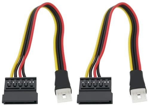 eMagTech 2pcs 4Pin FDD Floppy Male to 15Pin Sata Female Adapter Converter Cord Extension Cable for Power Supply Compatible with Floppy Drives and SATA Power 22cm