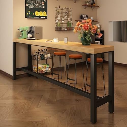 NOBBAT Mesa de Bar, Barra de Desayuno de Cocina, Mesa de Barra de Desayuno, Escritorio de café con Marco de Metal, Puede soportar 200 kg de Almohadillas Ajustables para el hogar, Cocina, Desayuno