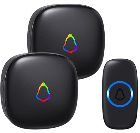 SECRUI Campanello Senza Fili da Esterno, IP66 Gamma Portata 400m Campanello Wireless con LED Colorato Lampeggiante 58 Melodie, 5 Livelli di Volume e Modalità Mute