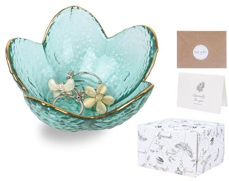 Nideen Trinket Dish Small Jewellery Dish, Decorative Ring Dish Trinket Tray with Gift Box Key Dish Gifts for Women, 3.54× 1.65 inches(Green)