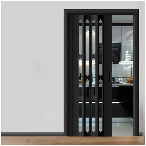 Porta a Soffietto da Interno PVC Porta Scorrevole A Fisarmonica Con Finestre In Acrilico, Personalizzabile Kit Porta Pieghevole Per L'armadio, Retrattile Divisorio Per Ambienti(23x39in (58.5x100cm))