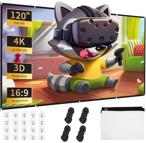 120 Pouces Ecran de Videoprojecteurs, Projecteur étanche épaissi Pliable écran, Double Face Anti-Plis Projection pour Vidéoprojecteurs, Écran pour Cinéma Maison, Fête, Nuit de Cinéma, Commercial