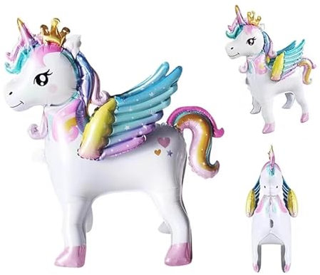 Tourima Einhorn, Einhorn Folienballon, Regenbogen Flügel,Folienballon Einhorn, Stehend Einhorn Deko, Kindergeburtstag Partydekoration für Kindergeburtstag