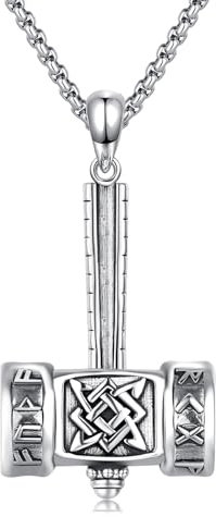 TwoAnts Thors Hammer Necklace 925 Sterling Silver Nordic Amulet Mjolnir Pendant Norse Mythology Jewellery Gifts for Men Women