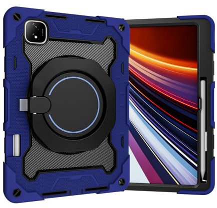 nincyee Tablet Silicone Case for Honor Pad GT Pro 12.3/MagicPad 2 12.3,Heavy Duty Protective Shockproof Case with Pencil Holder,Shoulder Strap,Rotating Large Ring Hanging Kickstand for Kids