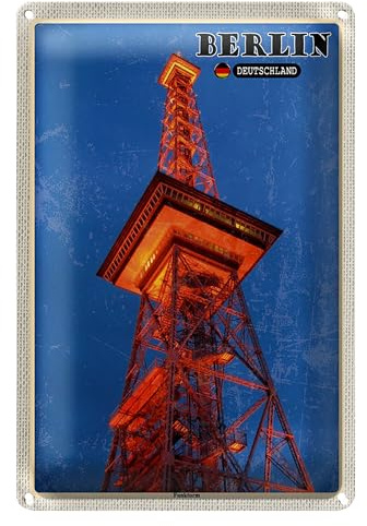 Berlin Blechschild | Funkelnder Funkturm | Deutschland Souvenir | 30 cm x 40 cm