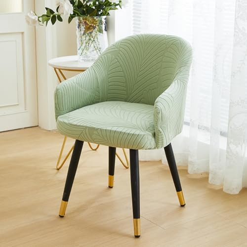 AQCQDQ 2 Stück Stuhlhussen mit Gebogener, Strech Bürostuhl Bezug, Rückenlehne für Esszimmer und Schreibtischstühle, Schonbezug mit Armlehnen (Mintgrün)