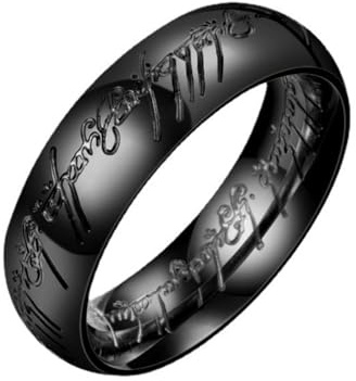 Hand - Engraved Deeply The One Ring Titanium Steel The Dark Lord's Ring Silver, Gold & Black Tone 6mm Dome Band