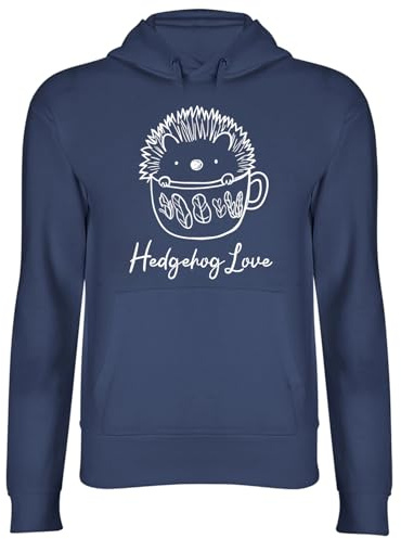 Shopagift Hedgehog Love in a Tea Cup Cute Spikey Animal Hoodie Unisex Hoody Hooded Top