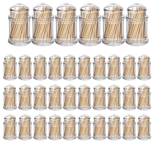 Pack 36 Palilleros de Madera de Bambú. Palillos de dientes 7cm Alto. 12 Packs de 3 Unidades, 36 Total. Uso Diario, Palillos de Aperitivo. Ideal en Hostelería, Bar, Restaurantes, Cafeterías (36)