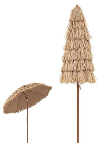SMELEDFCFK Parasol De Paille De Plage Parasol Hawaien pour Jardin/Terrasse/Piscine/Cour, 200cm Parasol en Paille, Inclinable Parasol Exotique Tropicale, Portable