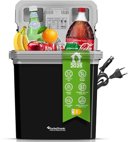 TurboTronic 2in1 Kühlbox 30 L Kühl & Heizfunktion tragbarer AC DC 220-240V/12V Steckdose und Zigarettenanzünder Warmhaltebox Thermobox Kühlschrank Auto, Strand, Camping