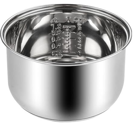 Pentole in acciaio inox con inserto per cuociriso con base di riscaldamento uniforme, resistenza alle alte temperature, ciotola interna di ricambio per cuociriso