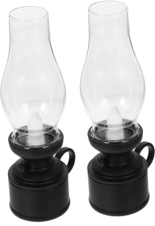 2 Stück Vintage Flammenlose Retro Petroleumlampen Schwarz