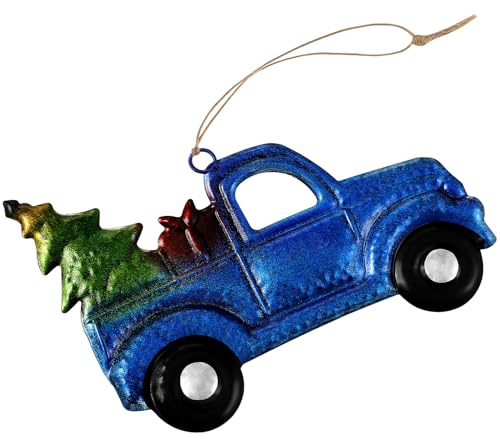 CVUTOVO Autoanhänger aus Blech Weihnachtsbaum Deko für Weihnachtsfeier und Winterparty Hängende Metallverzierung Kompakt für Haus und Einkaufszentrum