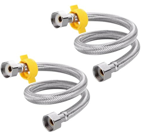 2 Stück Flexschlauch 3/8 Zoll DN8, Edelstahl Panzerschlauch mit Überwurfmutter x Außengewinde, Trinkwassergeeigneter Verbindungsschlauch für Armatur, Wasserhahn, Bad & Küche (30 cm)