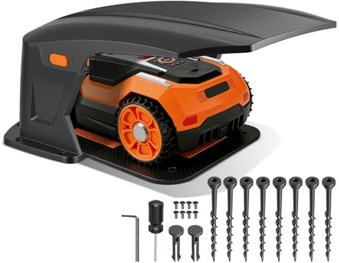 Tysobes Hochklappbar Mähroboter Garage Kompatible Ladestationen Schutzüberdachung für Rasenroboter Keine Signalblockierung UV-Schutz, Gegen Regen und Hagel Geeignet für die meisten Rasenmäher