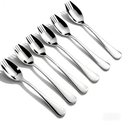 Spork 6-Pack Long Handle and Heavy Duty 18/10 Sporks Stainless Steel Sporks Reusable for People of All Ages and Outdoor Camping by KAISHANE