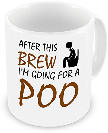 GrassVillage Funny Mug – After This Brew I’m Going for a Poo – Rude Tea & Coffee Cup Gift for Friends, Coworkers, Him or Her – Sarcastic Bathroom Humor – 11oz White Ceramic Mug – Office or Home Use