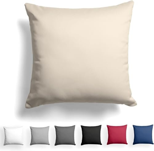Alreya Mako Satin Kissenbezug 60 x 60 cm - 100% Baumwolle mit YKK Reißverschluss, Superweicher Kopfkissenbezug, Kissenhülle, Oeko-TEX® Standard Zertifiziert, Beige, nur Kissenbezug