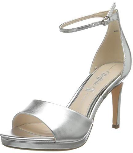 Buffalo Damen Ronja Sandale mit Absatz, Silber, 38 EU