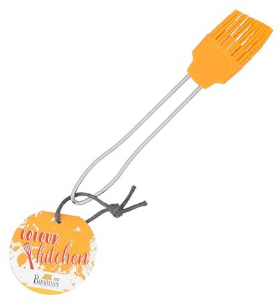 Birkmann, universeller Backpinsel mit Silikonkopf und Griff aus Edelstahl, lebensmittelecht und hitzebeständig bis 230 °C, spülmaschinengeeignet, orange, 18,5 x 3 cm