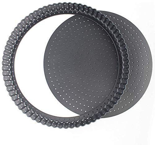 FANDE Moule à Tarte, Plats Antiadhésifs de à Quiche, Tarte à Fond Amovible, Moule à Quiche, Rond à Base de Quiche Amovible, Revêtement Antiadhésif (20CM)