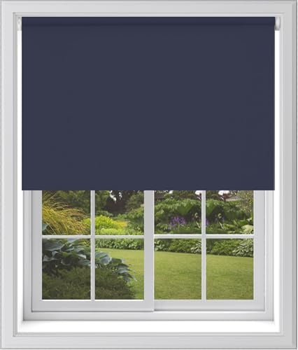 Caecus Navy Blackout Roller Blinds Made To Measure Window Blinds Easy Fit Child Safe Thermal Properties Home Office Fitting Included Up To 210cm Width x Up To 160cm Drop