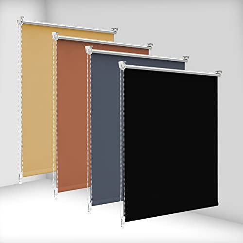 bobodeco Verdunklungsrollo ohne Bohren & mit Bohren, Verdunkelungsrollo Klemmfix, Schwarz 100x140cm (BxH), Thermorollo Sichtschutz und Sonnenchutz, Rollos Hitzeschutz für Fenster & Tür