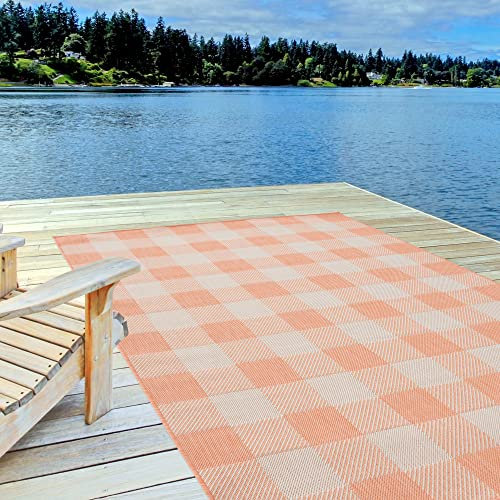 THE RUGS Outdoor Rug – Weather & UV Resistant Outdoor/Indoor Area Rugs - Durable Rugs for Patio, Deck, Garden, Kitchen, Bathroom or Living Room - Orange, 200 x 290 cm