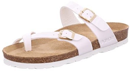 Rohde Damen Zehentrenner Pantolette Lack Schnalle Kork Fußbett Alba 5575, Größe:39 EU, Farbe:Weiß